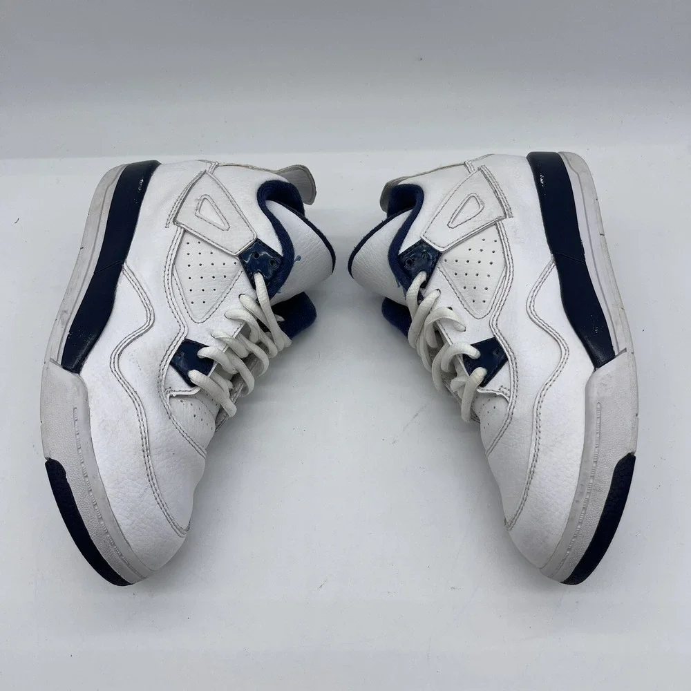 Jordan 4 Retro LS Legend Boys' Size 3Y Sneakers 707430-107 White Navy Blue Shoes